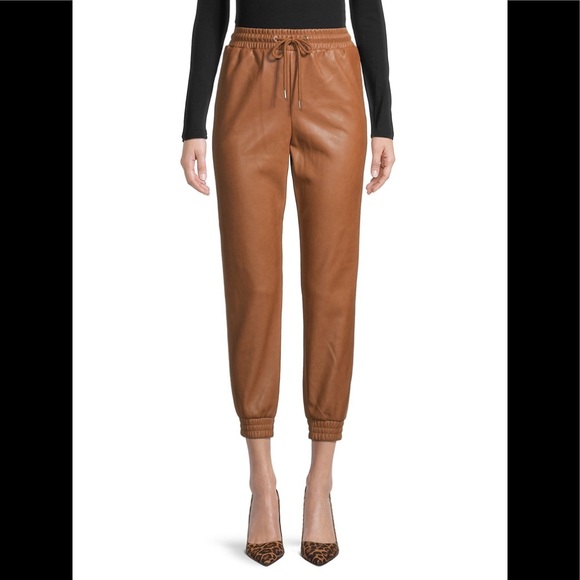 bagatelle Pants - 🎉HP🎉 NWT! Cognac Bagatelle Faux-Leather Joggers